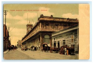 Early Tacon Market And Reina Avenue Havana Cuba Postcard (K8)