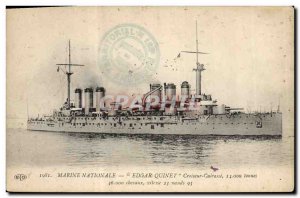 Old Postcard Boat War cruiser Edgar Quinet Breastplate