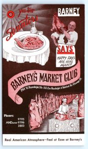 CHICAGO, Illinois IL ~ Butcher BARNEY'S MARKET CLUB Restaurant c1940s  Postcard