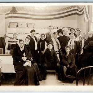 c1910s Indoor Church Group Sharp RPPC Winter Coat Fashion Women Scarf Photo A213