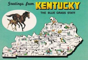 Kentucky Greetings From The Blue Grass State With Map