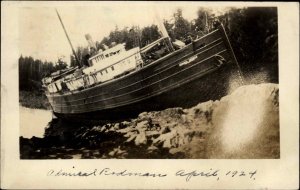 Point Calvert British Columbia BC Ship Aground Wreck Admiral Rodman 1924 RPPC