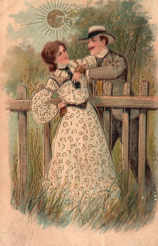 Vintage Postcard 1907 Courting Time! Gentleman Holding The Lady's Hand Romance