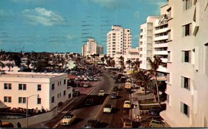 Florida Miami Beach Looking North On Collins Avenue From 60th STreet 1953