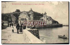 Old Postcard Granville Le Plat Gousset and Casino has high seas
