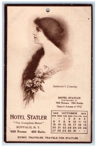 c1912 Hotel Statler Complete Hotel Buffalo New York NY October Calendar Postcard