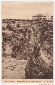 CORNWALL, England, 1900-1910's; Steps To The Beach Porth