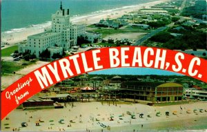 Greetings from Myrtle Beach SC Banner Multi View Vintage Postcard F67