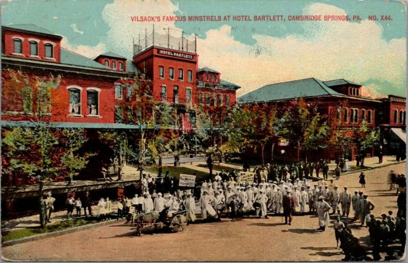 Cambridge Springs PA~Big Irish Street Minstrels~Fenced Roof~Hotel Bartlett~1912 