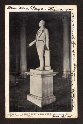 LOUISVILLE KENTUCKY KY Henry Clay Monument Postcard OLD