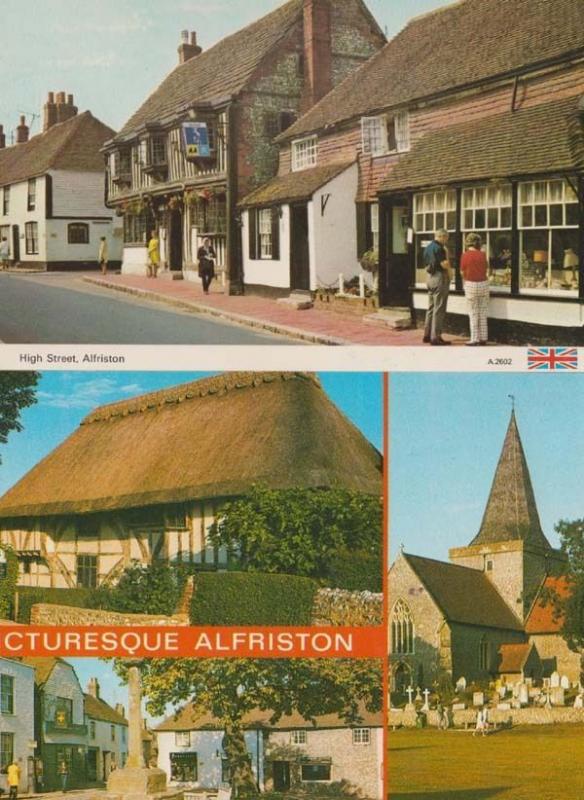 Alfriston 3x Mint Postcard s Incl AA Sign At Hotel & Village Shop