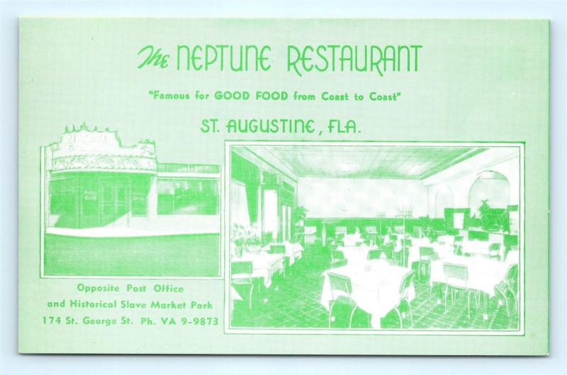 Postcard FL St Augustine The Neptune Restaurant Multiview Interior #2 E17