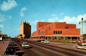 Texas Galveston Beach Boulevard With Moody House and Moody Convention Center