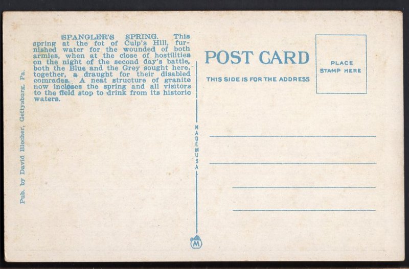 4120) Pennsylvania GETTYSBURG Spangler's Spring - White Border