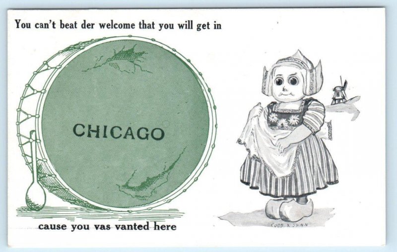 3 Postcards CHICAGO Illinois IL ~ Drum DUTCH KIDS Cobb Shinn c1910s Greetings