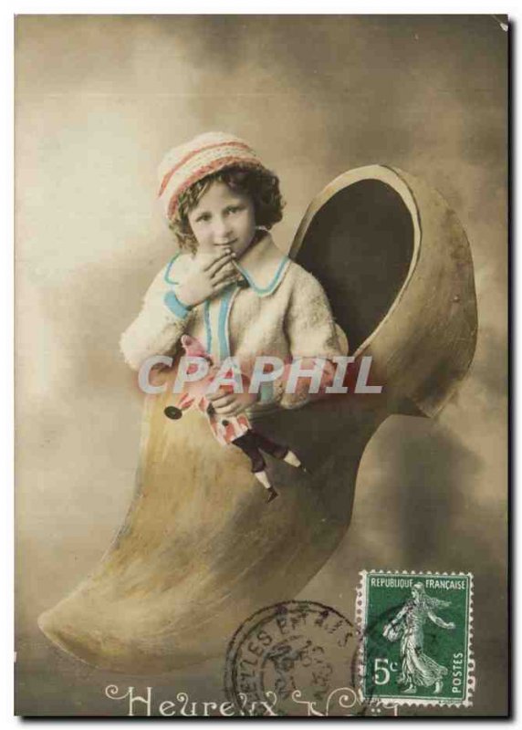 Postcard Old Doll Child shoe