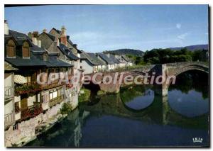 Postcard Espalion Aveyron Old Bridge and the old houses