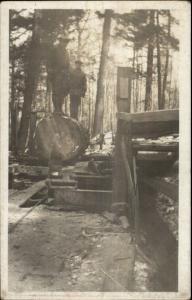 Lumberjacks Men Logging c1910 Real Photo Postcard #3 dcn - Showing Saw Blade