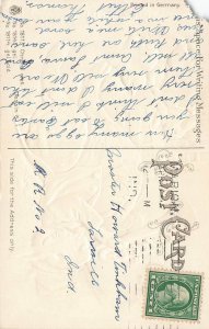 Humanized Rabbit Wearing Hat Vest Playing Trumpet Chick Dances Easter c1910 P162