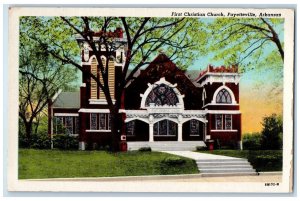 c1930's First Christian Chruch Fayetteville Arkansas AR Antique Vintage Postcard 