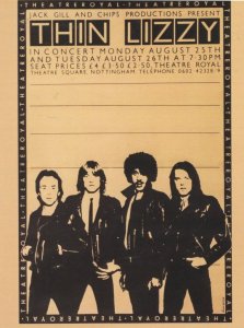Thin Lizzy Live In Nottingham Vintage Concert Poster Postcard