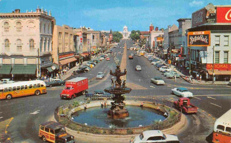 Dexter Avenue Street Scene Car Bus Montgomery Alabama 1950s postcard