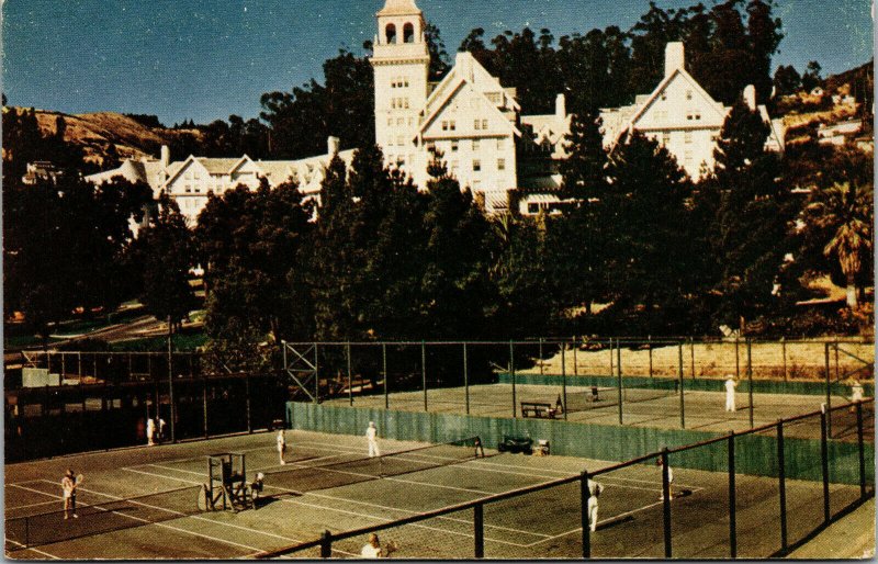 Vtg 1960's Tennis Courts Hotel Claremont Berkeley California CA Postcard