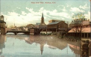 Nashua New Hampshire NH View From Dam 1909 Used to Groton MA Postcard
