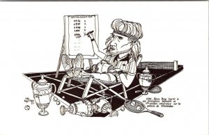 Tennis Player BJORN BORG  5-Time Wimbledon Champion Caricature 1980 B&W Postcard