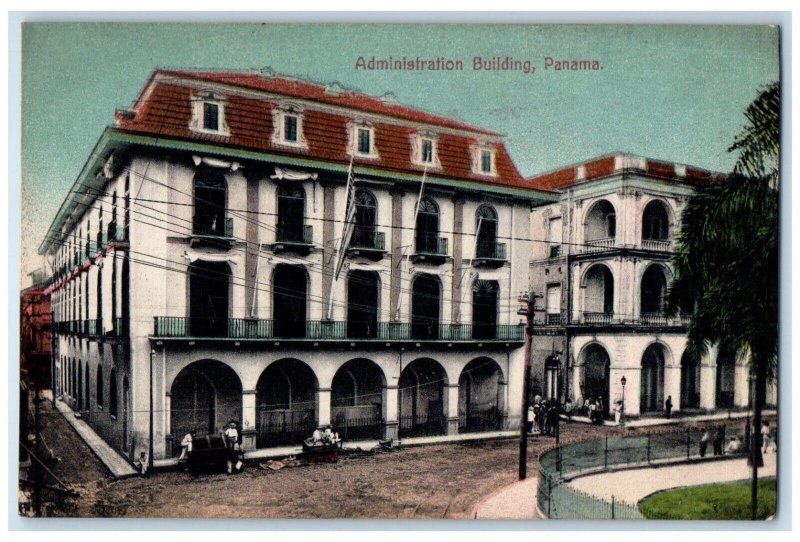 c1910 Administration Building Outside View Panama PM Antique Vintage Postcard 
