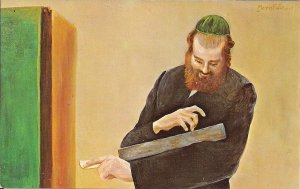 JUDAICA, Jewish Art, Katz Artist, Man Testing Chalav, Kosher Rules, 1967 #50