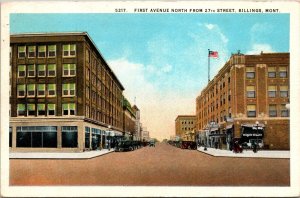 First Avenue North Grand Hotel antique cars Billings Montana Postcard