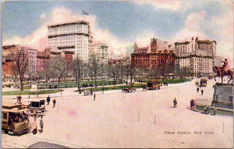 New York City Trolleys On Union Square