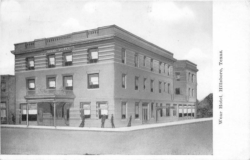 1908 HILLSBORO TEXAS Wear Hotel Roadside Kansas City Postcard 2701