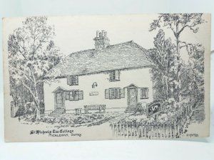 St Michaels Tea Cottage Mickleham Surrey  Vintage Art Drawing Postcard R H Yates