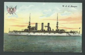 Ca 1916 PPC WW1 US Battleship Georgia Mint Has Creases