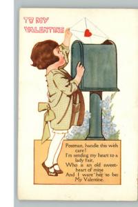 Little Girl Mails Letter Mailbox c1910 Postcard