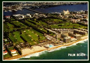 Florida Palm Beach Aerial View Showing Breakers Hotel and Golf Course
