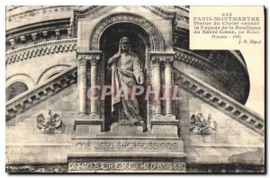 Postcard Old Paris Montmartre Statue of Christ adorning the Facade of the Bas...