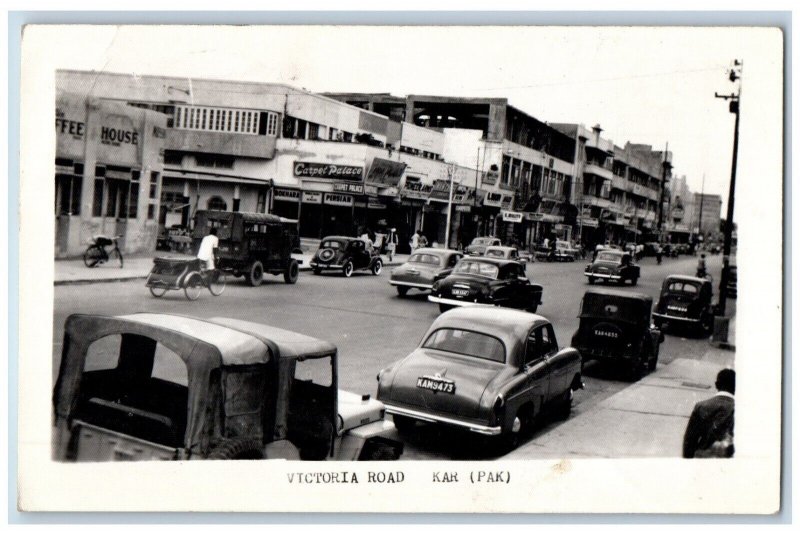 Pakistan Postcard RPPC Photo Victoria Road Kar Pak Carpet Palace Cars 1911