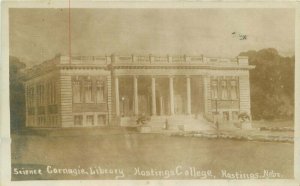 Carnegie Library Hastings College Nebraska 1908 RPPC Photo Postcard 12490