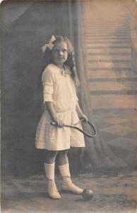 BR88823 girl playing tennis germany hannover real photo  sports social history