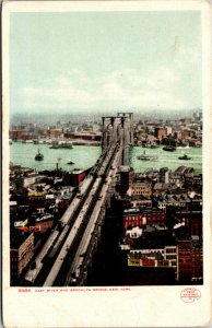 Vtg 1902 East River & Brooklyn Bridge New York NY Detroit Photographic Postcard