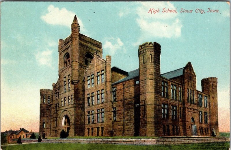 1910 High School Sioux City IA Iowa Vintage Postcard J6