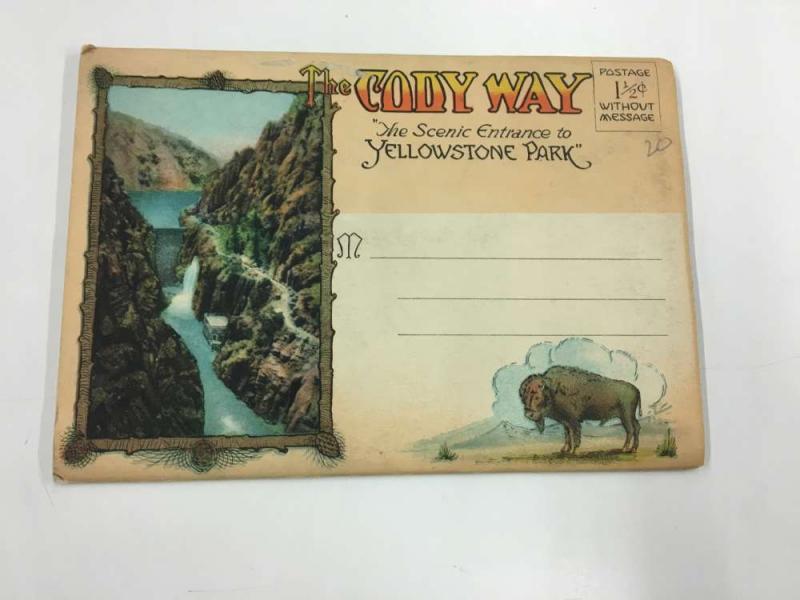 Yellowstone Park Wyoming Cody Way Souvenir Folder Antique Postcard K85857