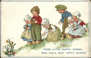 Tuck Dutch Easter Children Easter Egg Roll Hunt c1910 Vintage Postcard