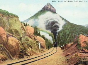 C.1910 Train at St. Peter's Dome, C.C. Short Line, Colorado Vintage Postcard P40