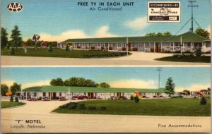 Linen Postcard Multiple Views of Y Motel in Lincoln, Nebraska