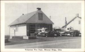 Mineral Ridge OH Fire Dept Station & Trucks c1940s Postcard