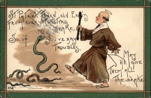 HBG Griggs St. Patrick's Day St. Patrick and Snakes c1910 Vintage Postcard 